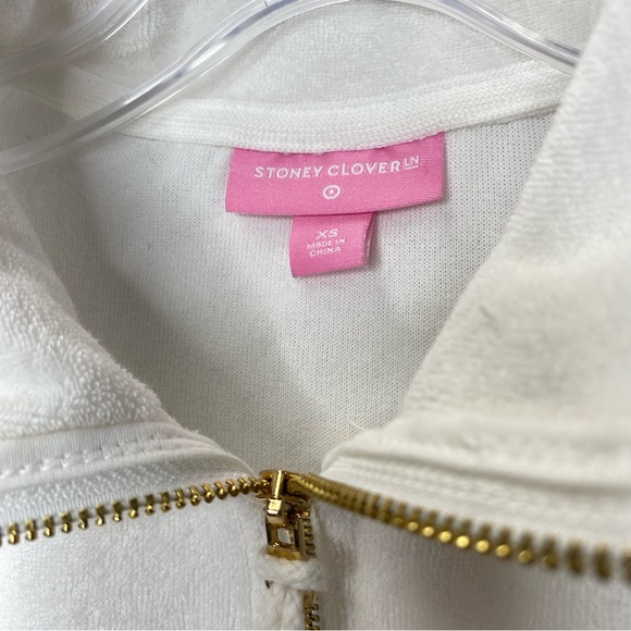 Stoney Clover Lane x Target Cropped Half Zip Sweatshirt in White XS - Picture 7 of 11
